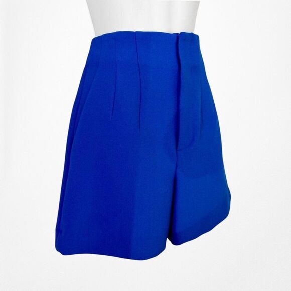 Zara Blue High Waisted Pleated Front Tailored Summer Shorts Size XS/S - Picture 6 of 7